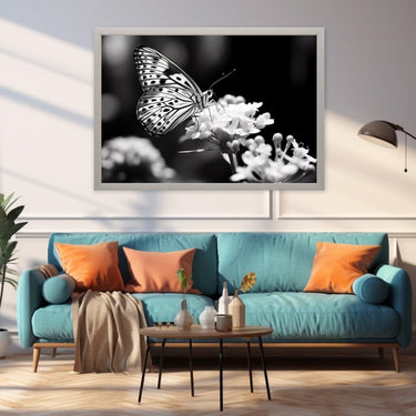 Black and White Butterfly Painting